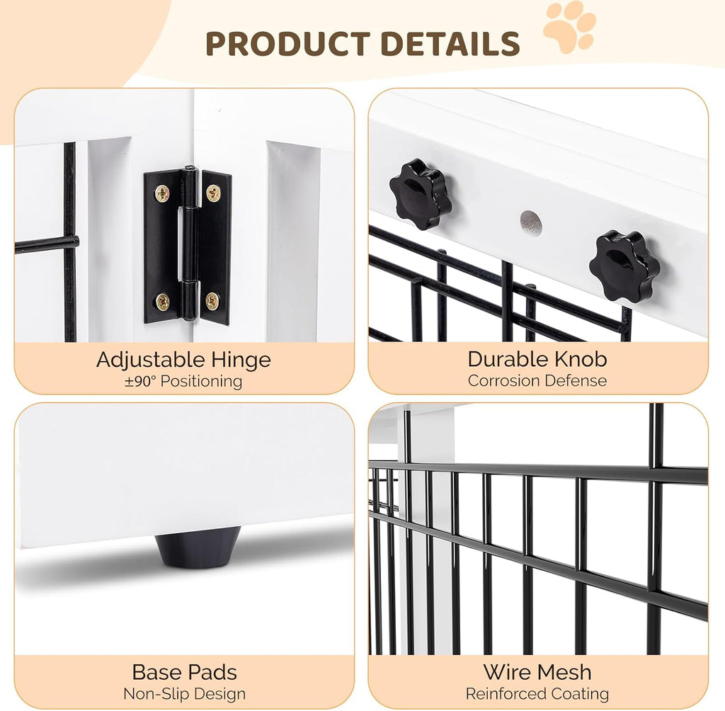 Free Standing Dog Gate, 39" - 68" Wide Pet Gate for Fireplace Stairs Doorways, Wooden Adjustable Pet Fence Indoor