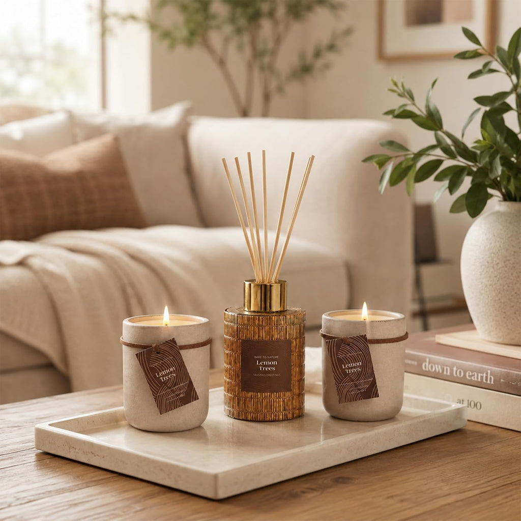 Covtlykne Scented Gift Set - 3 oz Candles & 1 Reed Diffuser Oil, Home Fragrance Kit Decoration & Gifts - Set of 2