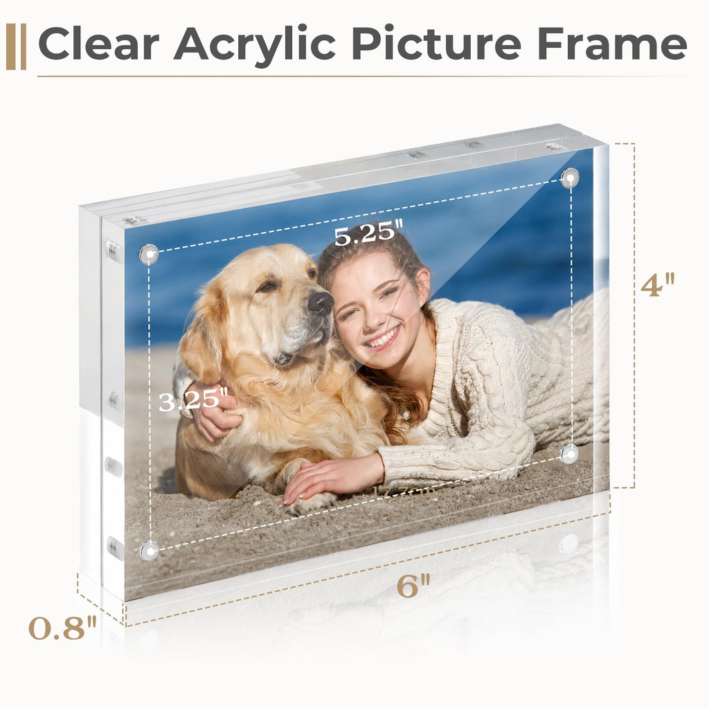 4x6 Acrylic Frame 3 Pack, 20MM Thicker Frameless Clear Picture Frames