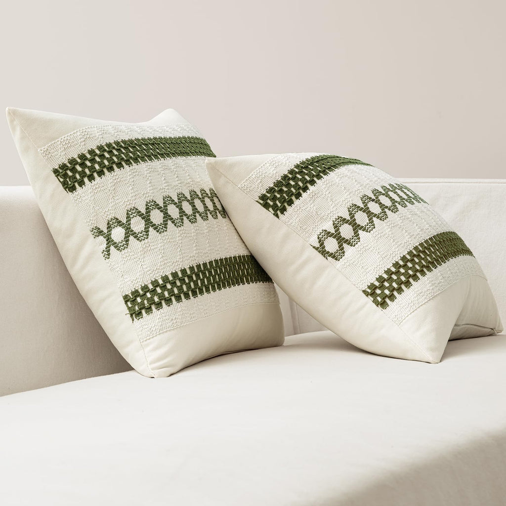 Christmas Moss Green Boho Decorative Pillow Covers, 20x20