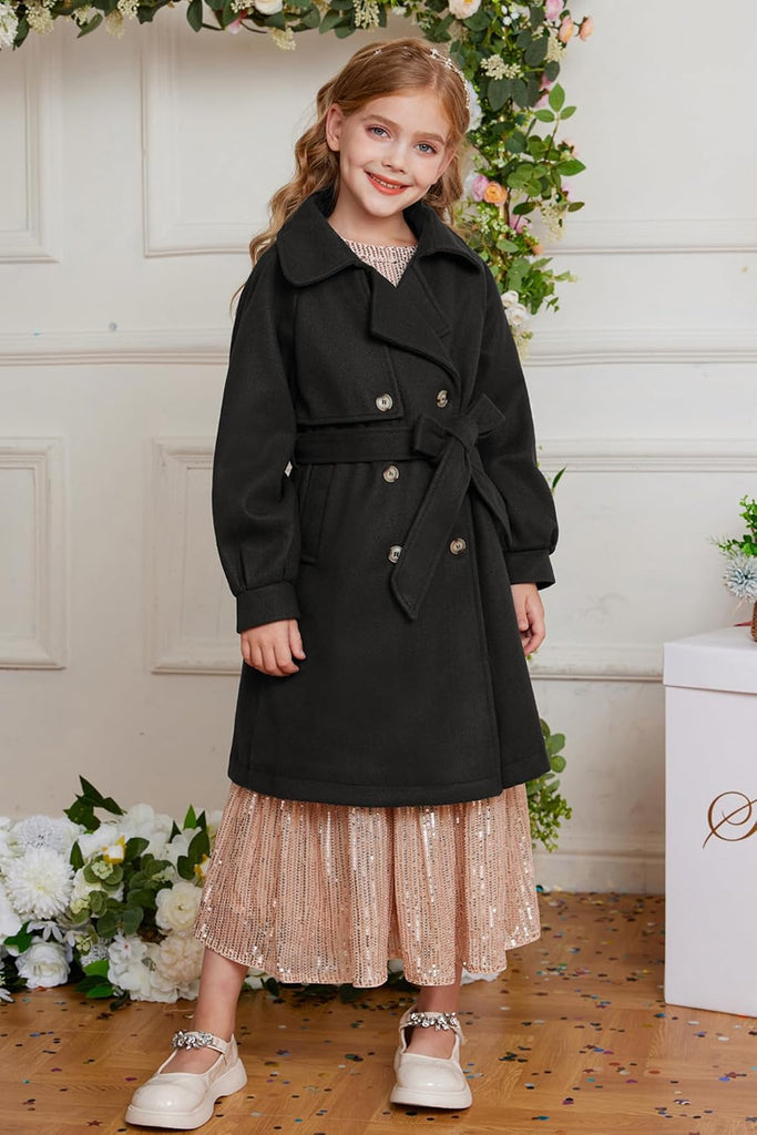 Girls Dress Coat Long Trench Belted Winter Coats