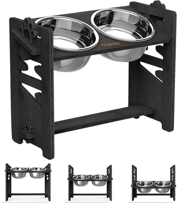 Elevated Dog Bowls, Raised Bowl Stand Adjustable Large/XLarge, Black
