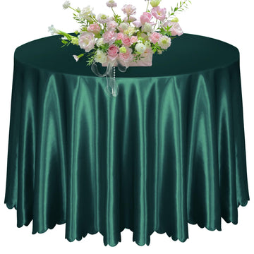 1 Pack 108 Inch Round Satin Tablecloth, Hunter Green