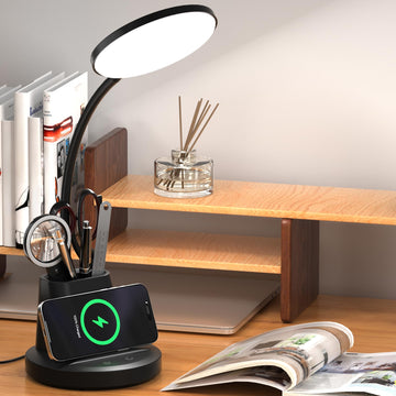 LED Desk Lamp with Wireless Charger, Black