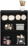 PASIR Book Shelf, 3-Tier Display Bookshelf with Adjustable Shelf, Cube Storage Bookcase, 11.8 x 23.6 x 28.2, Black Oak