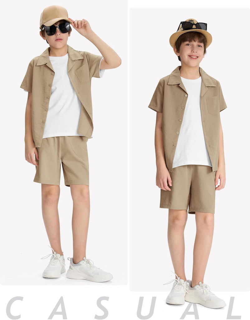 Boys Short 2 Pieces Set Beach Vacation Outfits Texture Set Kids