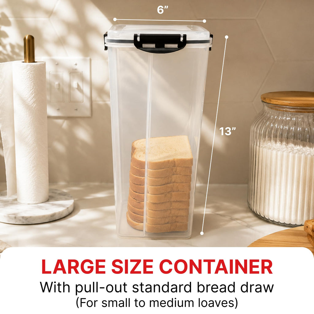 With Tray, Airtight BPA-Free Bread Storage Container