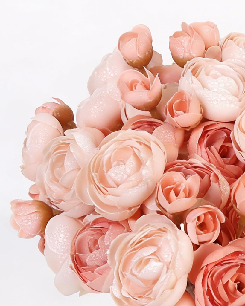 24 Pcs Mini Ranunculus Artificial Flowers, Faux Silk Mini Ranunculus Flowers Fake Flowers for DIY Bouquets, Table