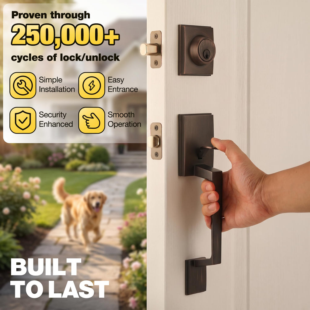 Front Door Handle and Deadbolt Lock Set, Oil Rubbed Bronze