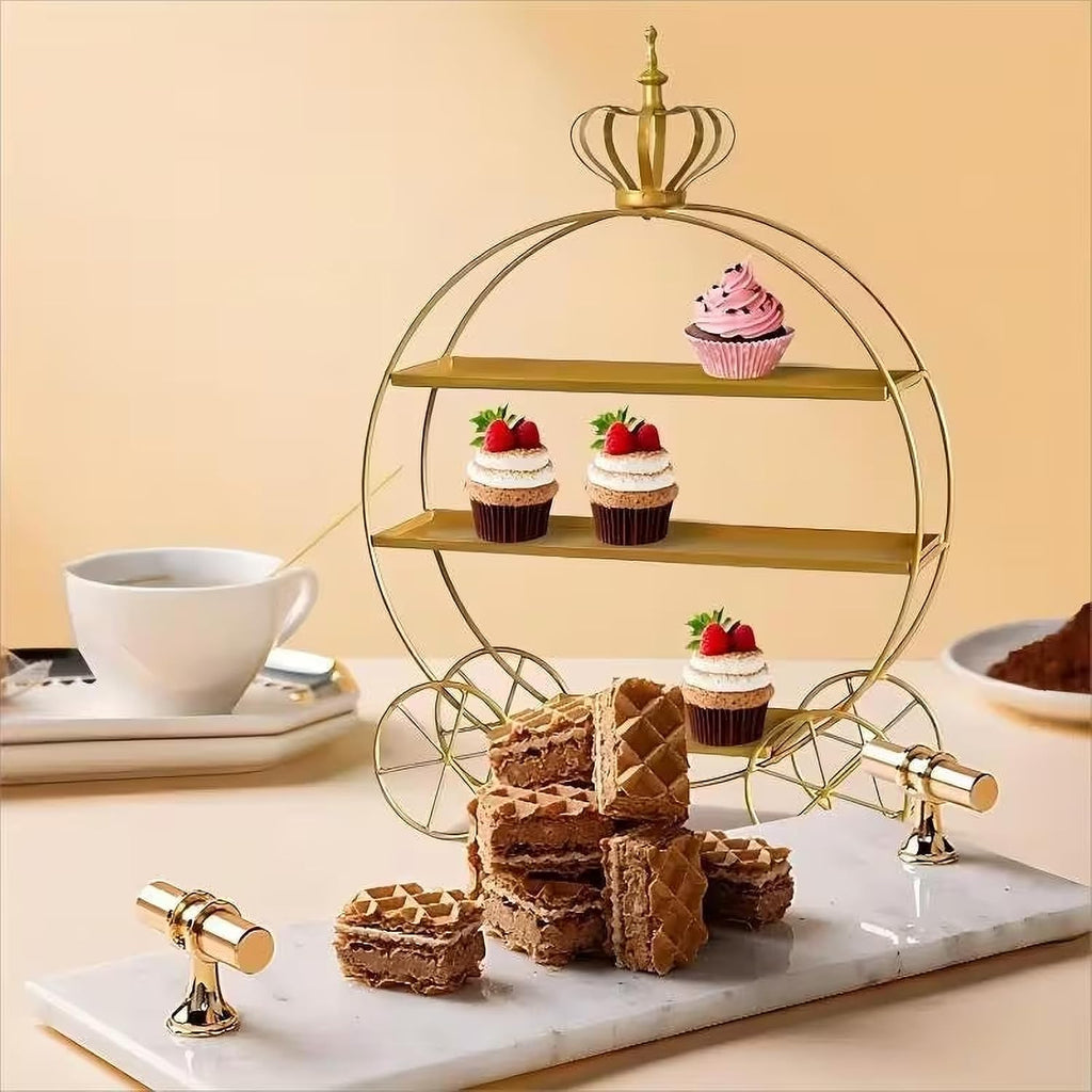 3-Tier Gold Cupcake Stand for Weddings & Parties - Tiered Serving Tray Crown Dessert Table Display Stand Holder