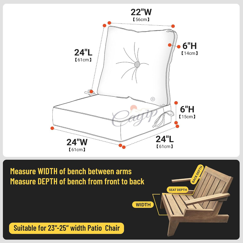 Waterproof Deep Seat Outdoor Patio Cushion Replacement Set,Plum | Includes thick seat cushion & matching back