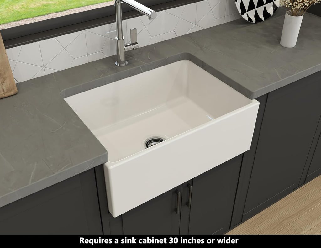 Catalina Farmhouse Apron Front Fireclay 27 in. Single Bowl Kitchen Sink in White
