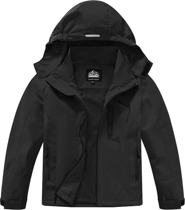 Kids Rain Jacket Boys Girls Lightweight Raincoats Kids Outdoor Windbreaker Jackets with Detachable Hood