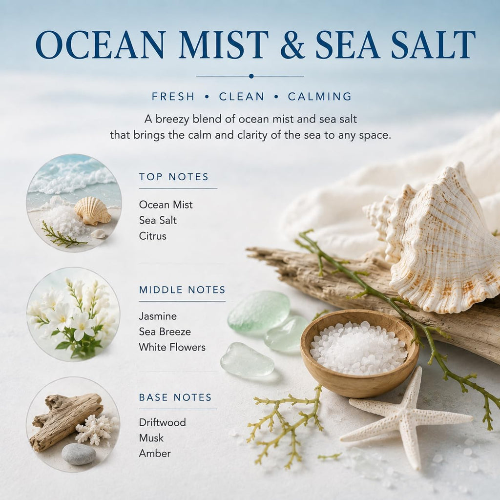 Reed Diffuser Set,3.38 fl oz (100 ml) - Ocean Mist&Sea Salt Oil Diffusers with 8 Reed Sticks,Home Fragrance Reed - Set of 338