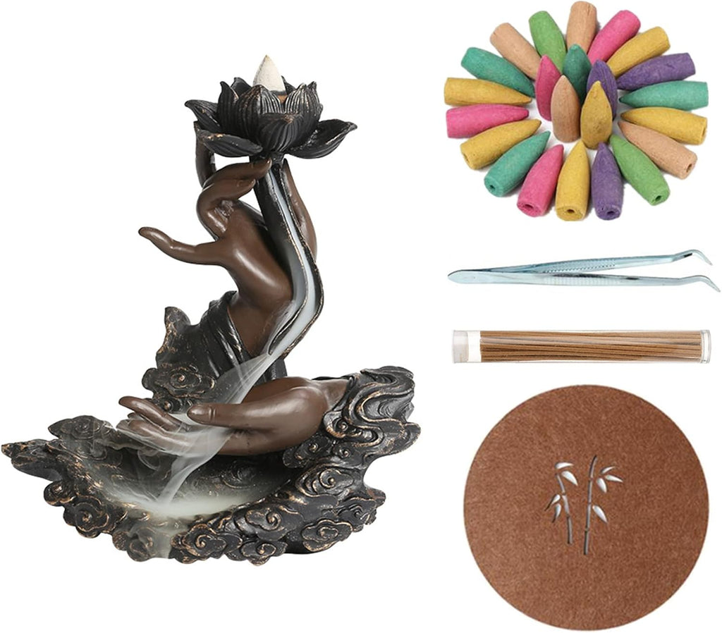 Backflow Incense Burner Handmade Resin Waterfall Incense Holder - Set of 5