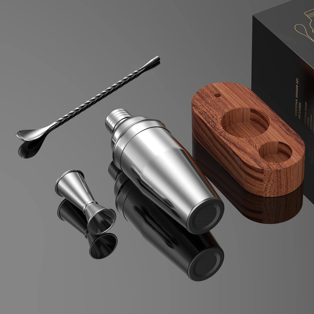Cocktail Shaker Set,24oz Martini Shaker,Bartender Kit with Stand - Set of 4