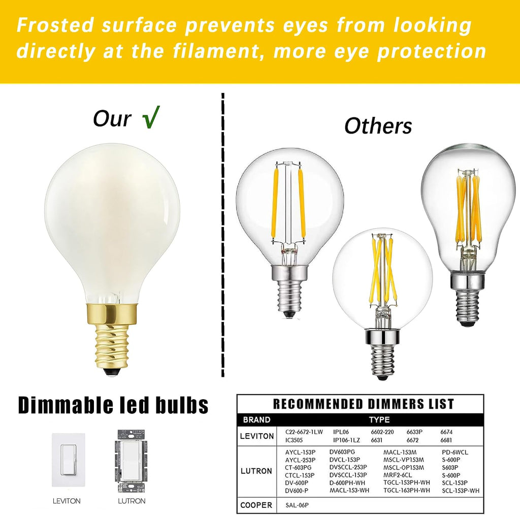 E12 Globe Candelabra Bulb Dimmable LED Bulb 25W Frosted Light Bulb,2700K
