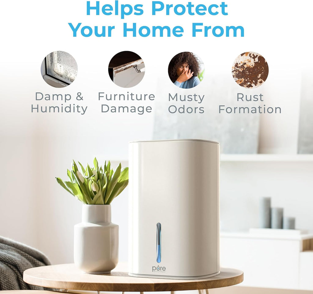 PureDry Mini Dehumidifier - 27oz Compact Water Tank Eliminates 300ml/day of Excess Moisture from Closets, Bathrooms