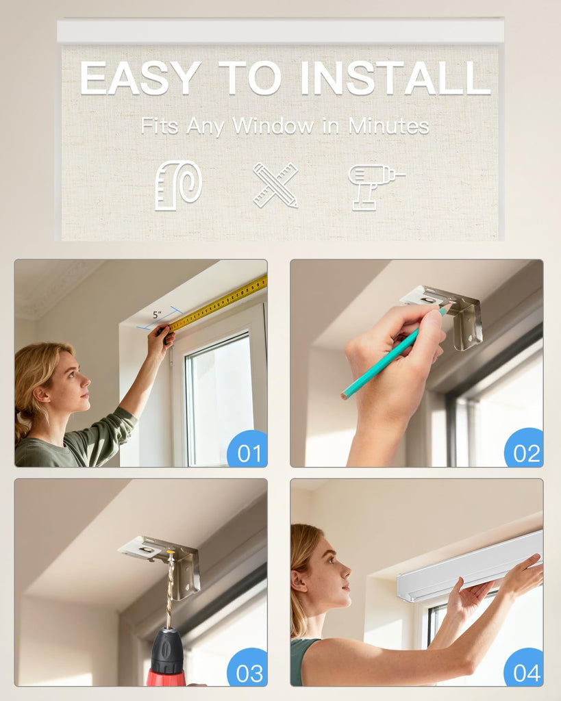 Motorized Roller Shade with Remote Control, Blackout Electric Shade for Windows Compatible with Alexa Google via Hub