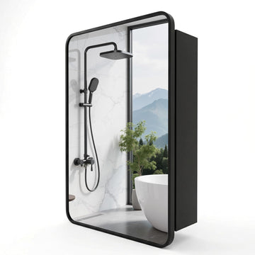 24x16 Inch Medicine Cabinet with Mirror - Recessed or Surface Mount Wall Cabinet, Aluminum Frame with Tempered Glass