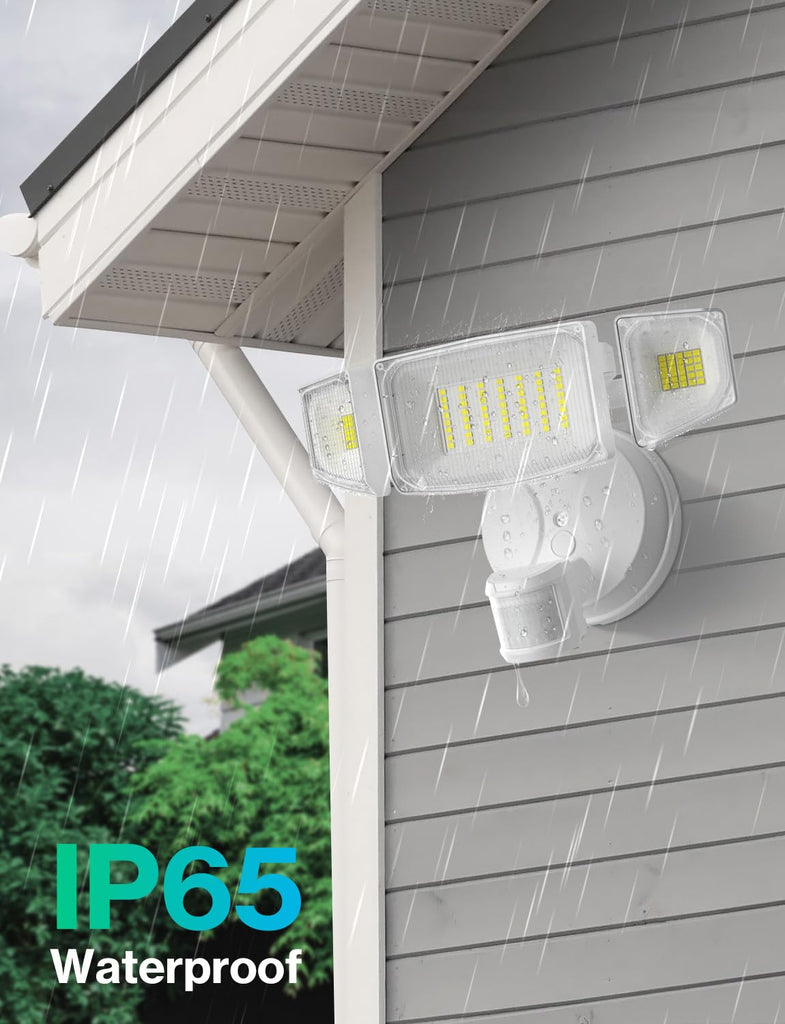 65W Motion Sensor Outdoor Lights, Hardwired LED Security Flood Light, White