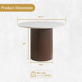 42 Inch Round Dining Table for 4, Modern Marble Dining Table with Fluted Solid Wood Base for Kitchen, Dining Room and