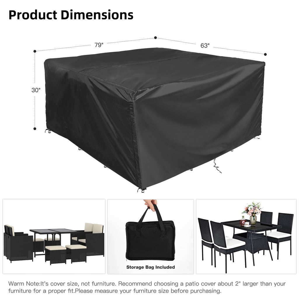 Patio Furniture Covers, Outdoor Furniture Covers Waterproof, Patio Table Cover Windproof, Outdoor Sofa Sectional