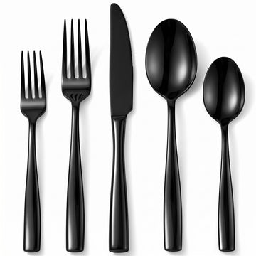 Black Silverware Set, 40-Piece 18/10 Stainless Steel Flatware for 6