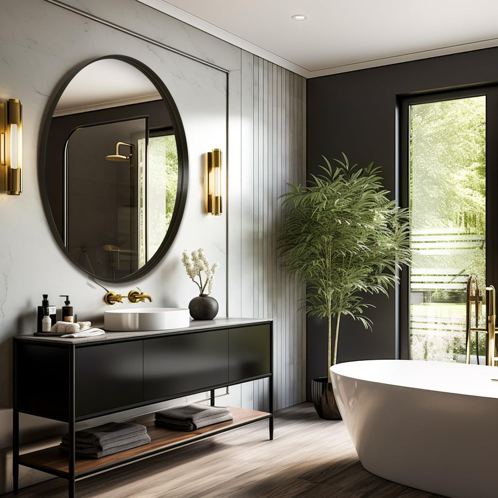 30 Inch Round Bathroom Mirror - Wall Mounted Circle Mirror with Metal Frame, Modern Mirror Suitable, Vanity