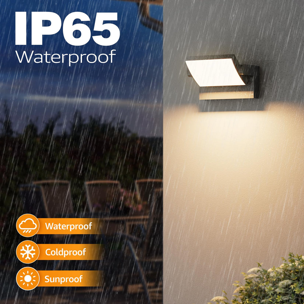 40W Modern LED Outdoor Wall Sconce, Black 3000K Exterior Porch Light