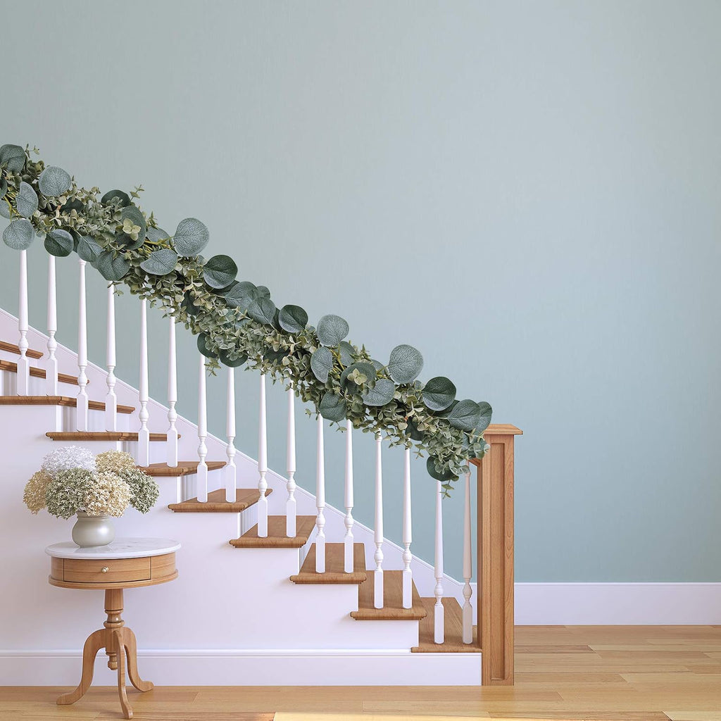 8.3' Long Faux Eucalyptus Greenery Garland - Silver Dollar Eucalyptus for Wedding Arch, Swag, Backdrop, Doorways