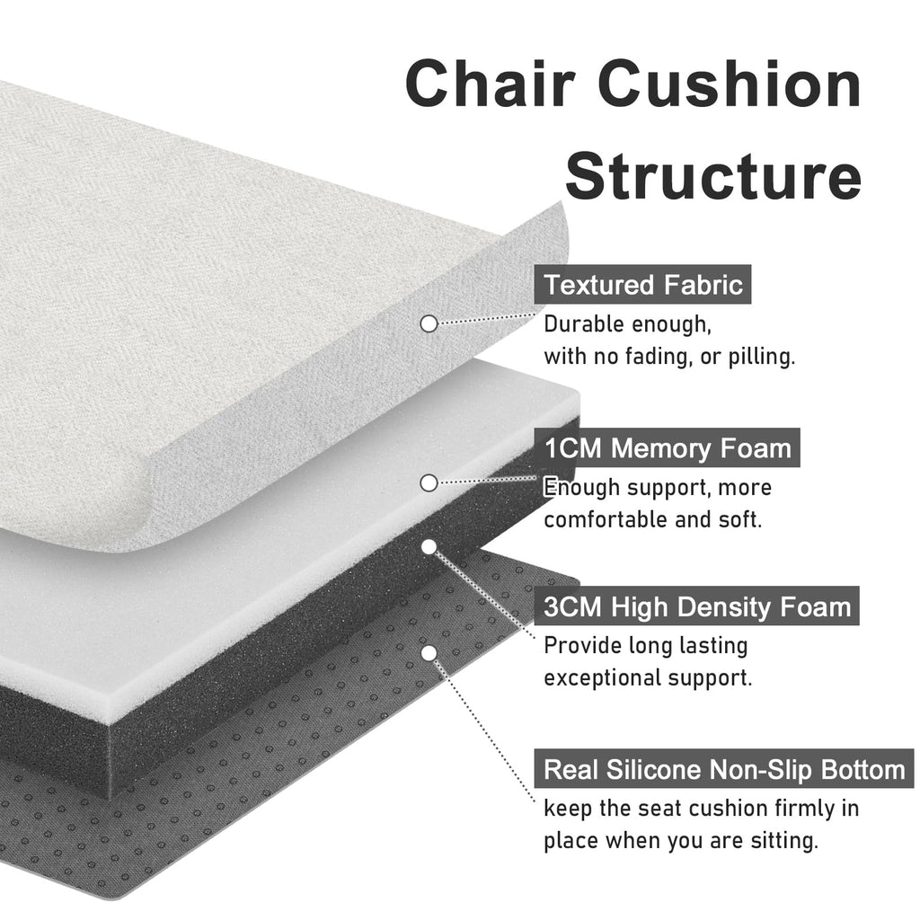 12 Inch Memory Foam Non Slip Stool Cushion Square Set of 2, Dual-Layer Design Bar Stool Cushions with Ties Square