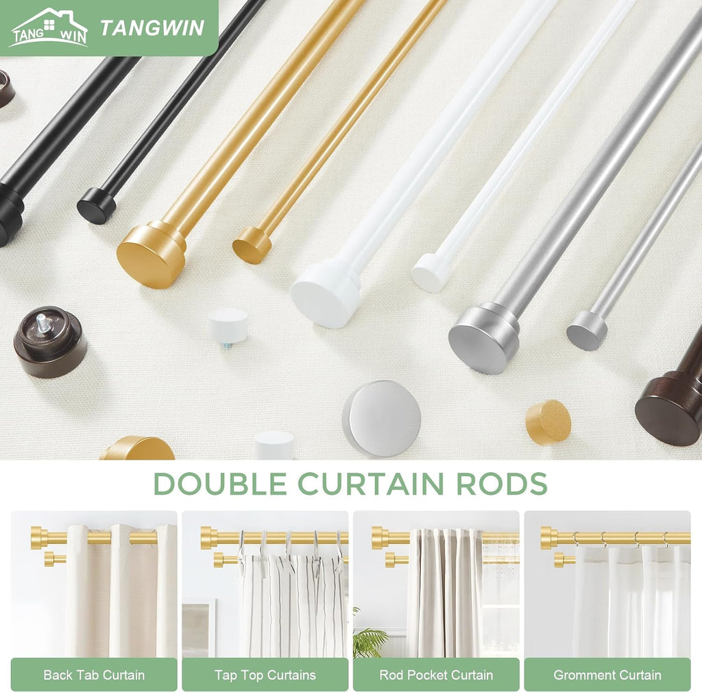 Gold Double Curtain Rods for windows 66 to 120:Adjustable Heavy Duty Double Curtain Rod for Bedroom Living Room,1
