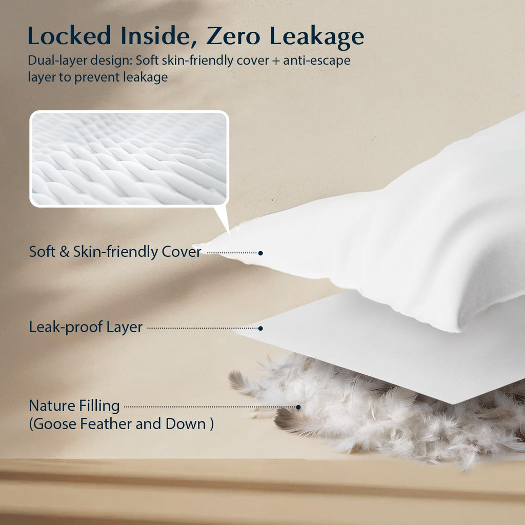 Goose Feather Down Comforters 106"x90", Breathable Duvet Insert, Noiseless Shell, Sewn-Through