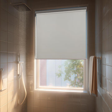 No Drill Cordless Blackout Roller Shades Screwless Waterproof Shower Window Blinds, Auto-Retraction Easy Install