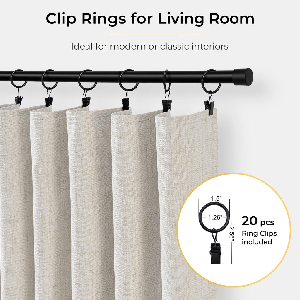Linen Textured 100% Blackout Sliding Door Curtains 102x96 Beige