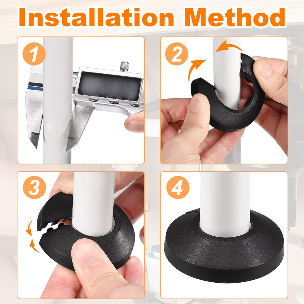 1Pc Fit 1.57" Outer Diameter Flange Water Pipe Cover Decoration, 40mm Black PP Plastic Pipe Cover Radiator, Snap-On