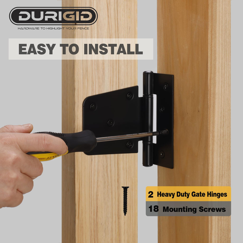 2 Pack 3-1/2 Inch Shed Door Hinges Gate Hinges, Gate Hinges Heavy Duty for Wood Fence Barn Door, Offset Screw Holes