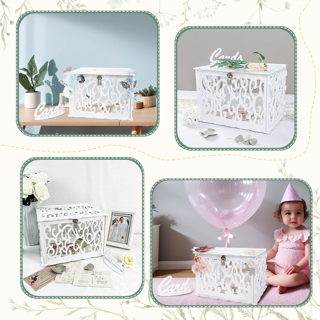 PVC Wedding Card Box for Reception, Money Gift Card Box for Wedding, White