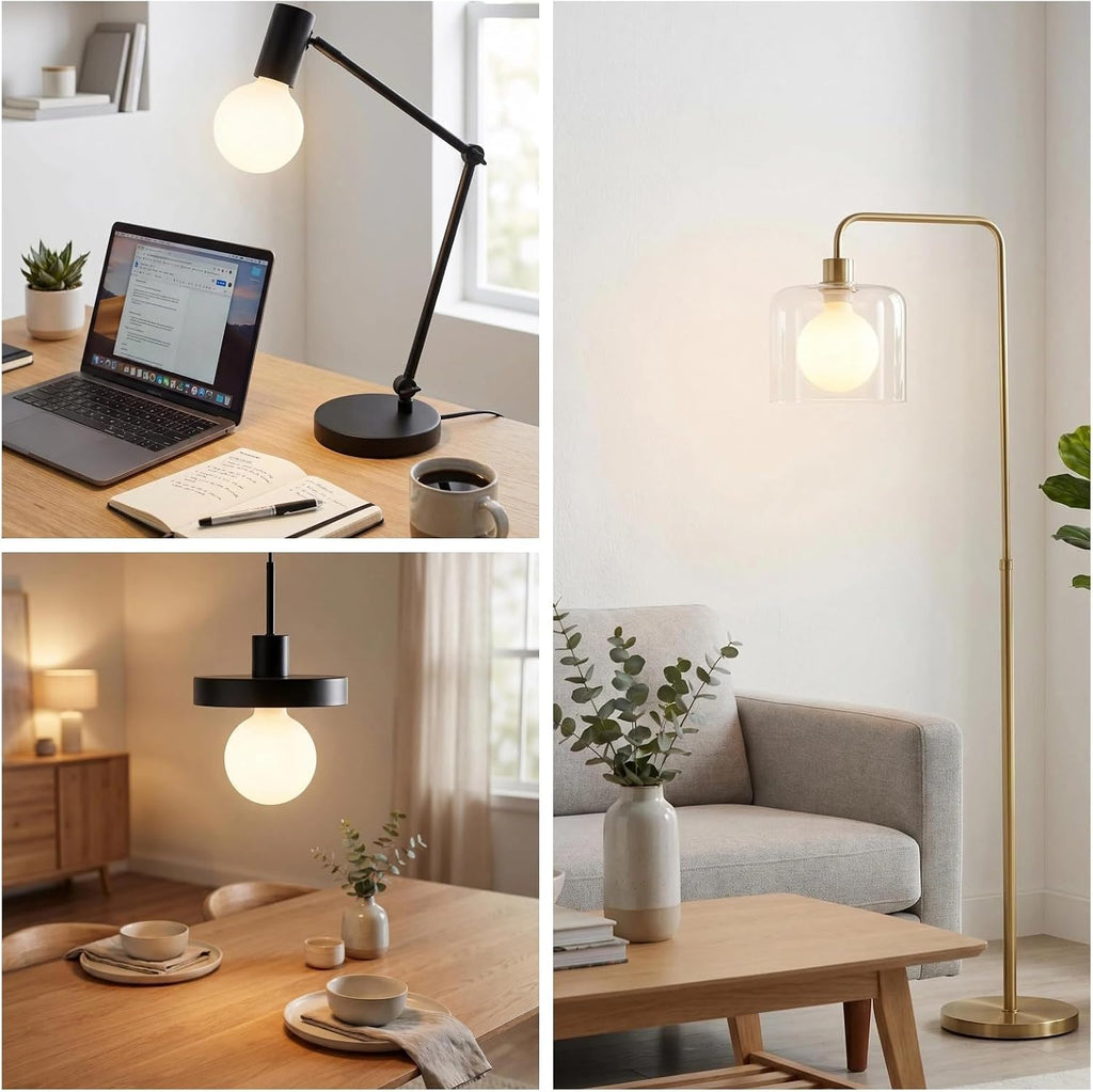 Oversized G40 Large Globe Light Bulb 60 Watt Equivalent, Dimmable E26 Base, Warm White, Porcelain Coated Edison Bulb
