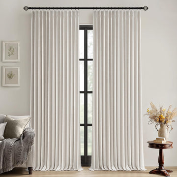 Birch Pinch Pleated 100% Blackout Linen Curtains 40x108 Inches