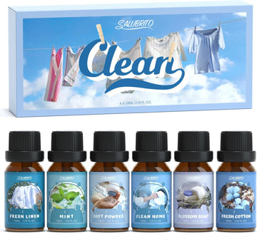 Clean Diffuser Oils Set, Premium Essential Oils Set for Diffuser, Candle, Soap Making, Fresh Cotton, Clean Home - Set of 2