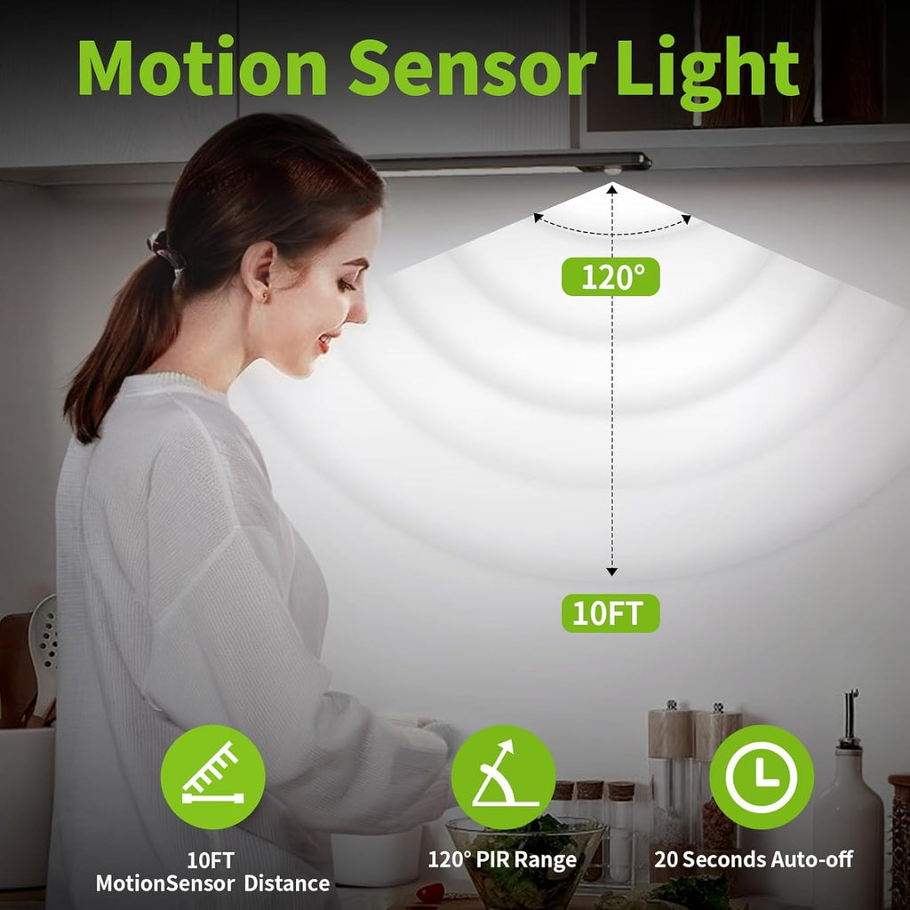4 Pack Under Cabinet Lighting, 12in Rechargeable Motion Sensor Light Indoor