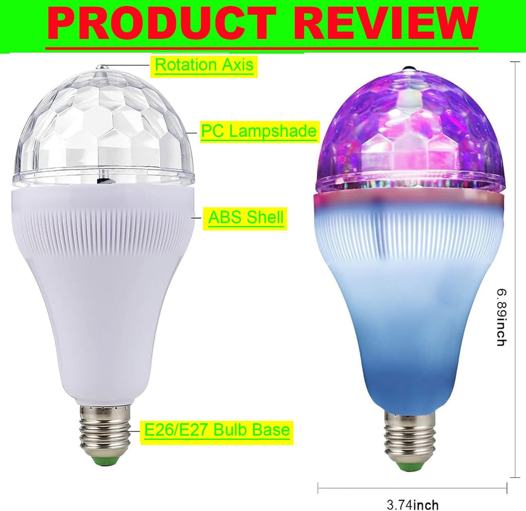 Voice Control Colorful Magic Rotating Ball Light, AC 85-265V E26/E27 LED Disco Ball Light, RGB Disco Light Bulb