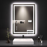 24X32 LED Bathroom Mirror with Lights, Anti-Fog, Dimmable, Backlit + Front Lit, Lighted Bathroom Vanity Mirror for