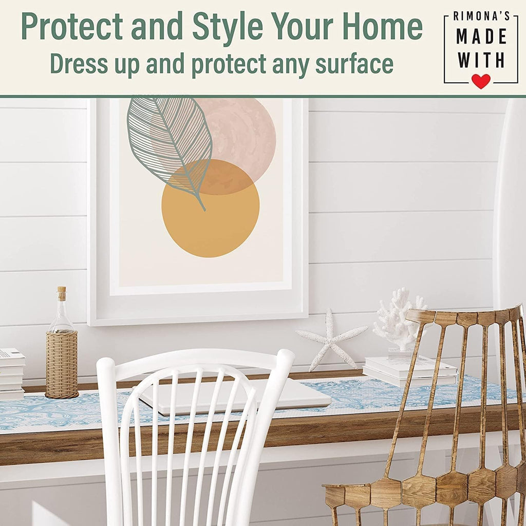 Heat Resistant Table Runner Trivet Mat - White Golden Marble, 40"