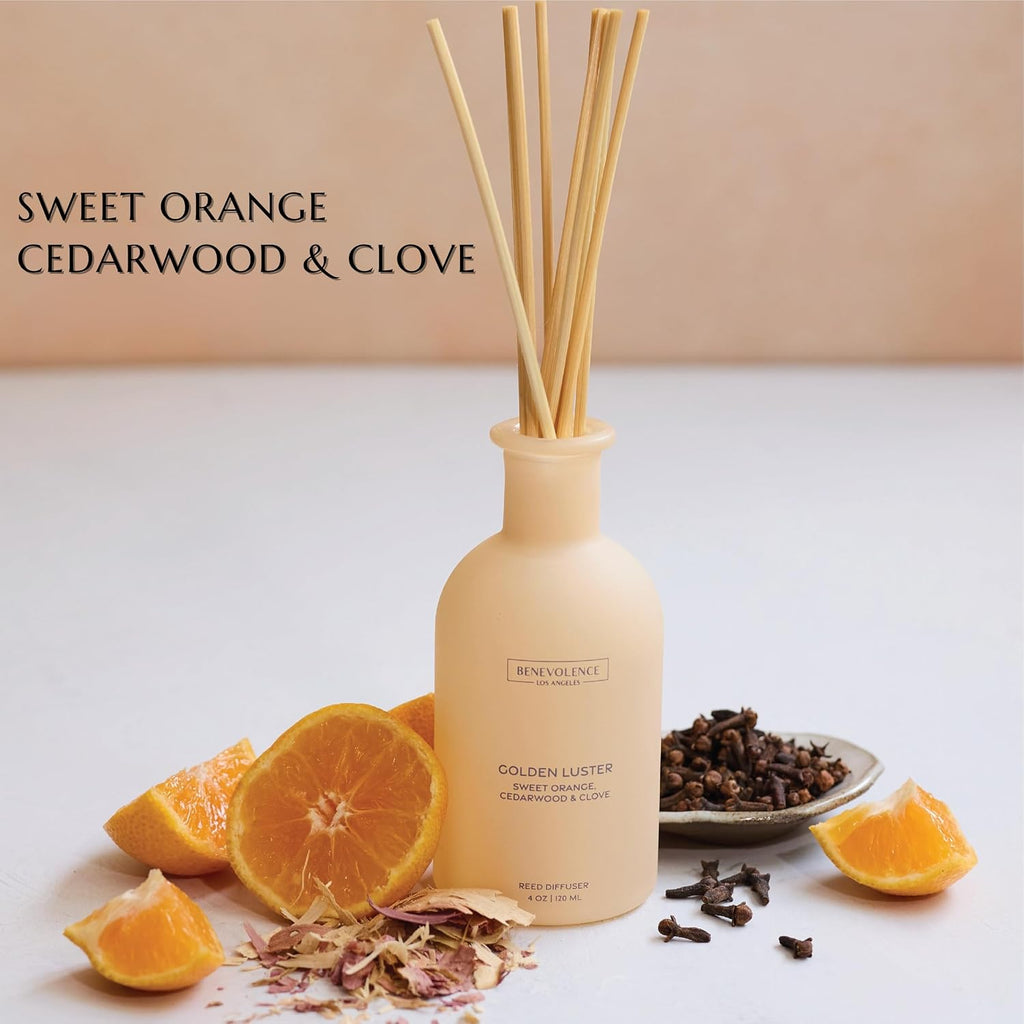Reed Diffuser - Orange, Cedarwood & Clove | Home Fragrance Diffuser | Long-Lasting Scent Sticks - Malibu Sands