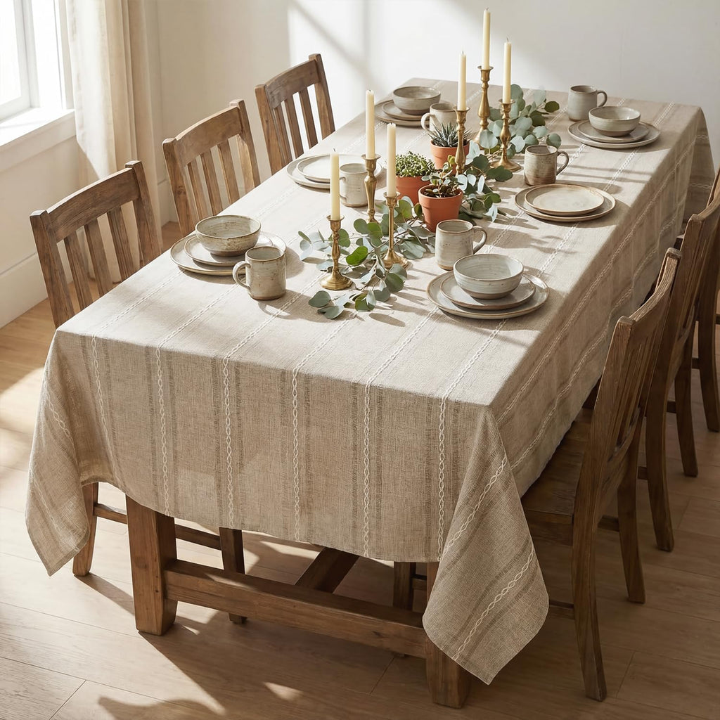 Light Coffee Rectangular Tablecloth, 60×84 Inch, Rustic Style
