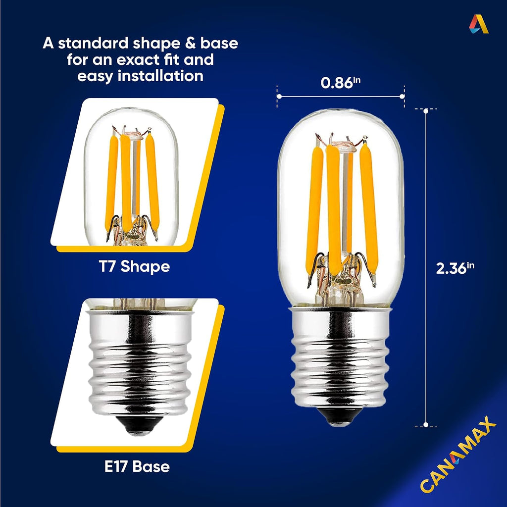 T7 E17 LED Bulb 2W 120V (25W Equivalent), 3-Pack