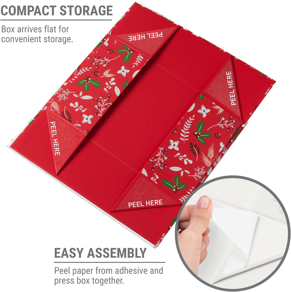 Christmas Gift Box with Magnetic Lid 3-Pack | Red Decorative Gift Boxes for Presents, Holiday Gifts, Treats